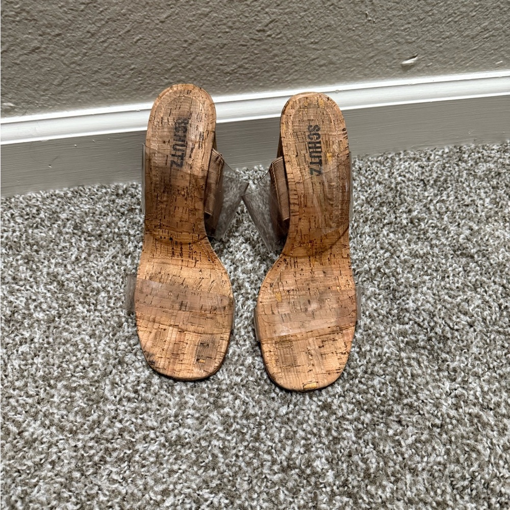 SCHUTZ Brown Mules with Block Heel